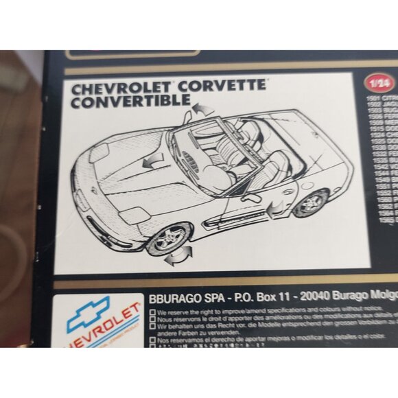 Bburago DIE-CAST METAL 1/24 Corvette Convertable 1998 Original Box Made in Italy - Picture 7 of 11